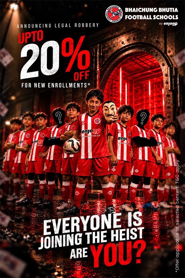 Bhaichung Bhutia with young BBFS players representing the complete BBFS football development journey